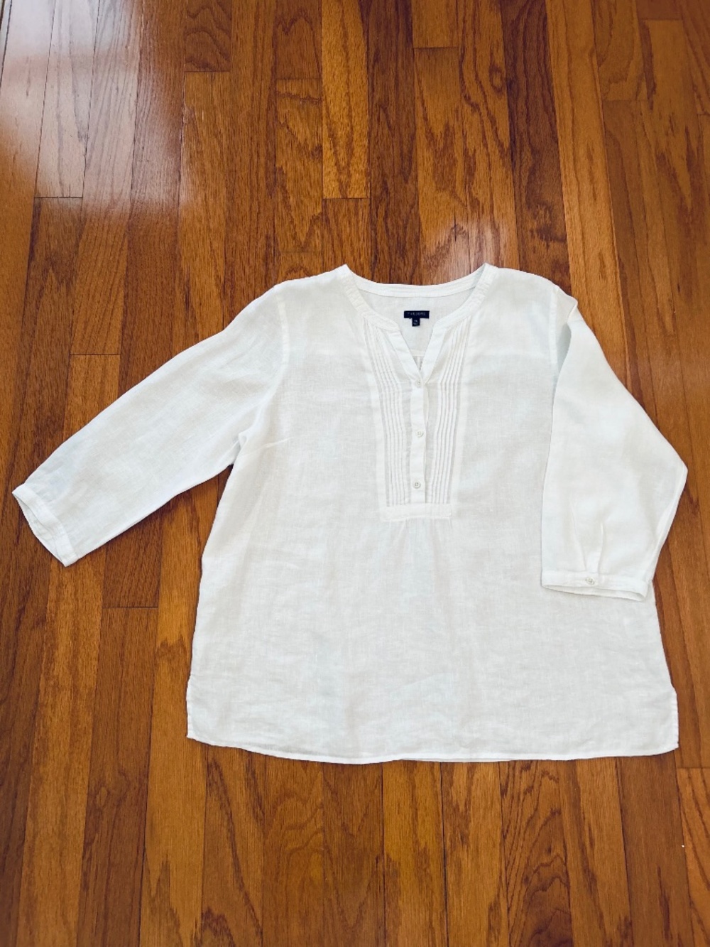 Talbots 3/4 Sleeve White Linen Popover, Size XL - Picture 1 of 4